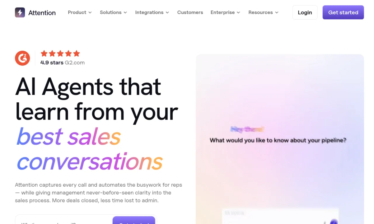 Screenshot of Attention CI website