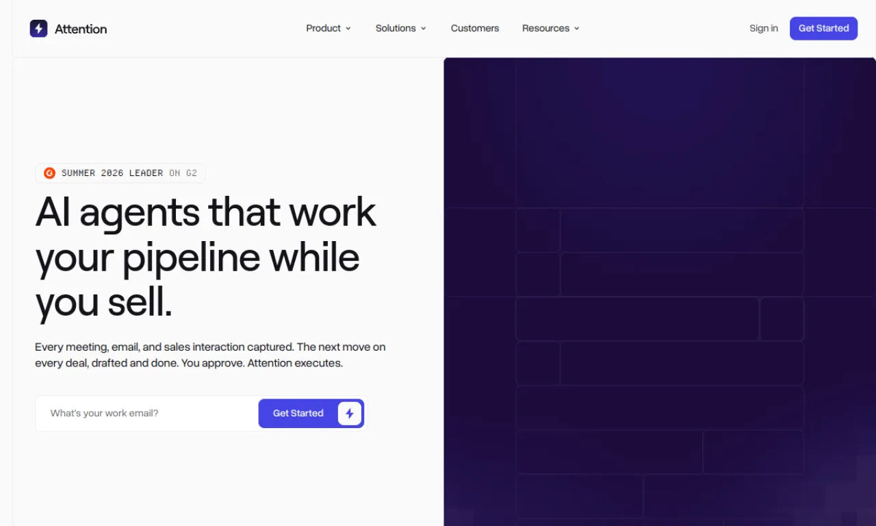 Screenshot of Attention CI website