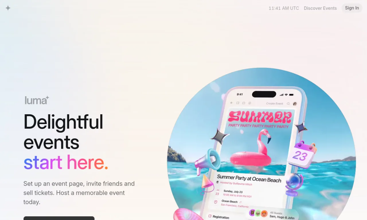 Screenshot of Lu.ma Plus website