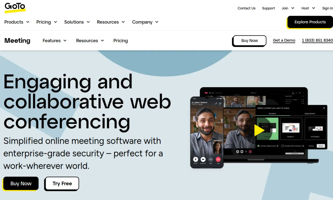 Screenshot of GoToWebinar website