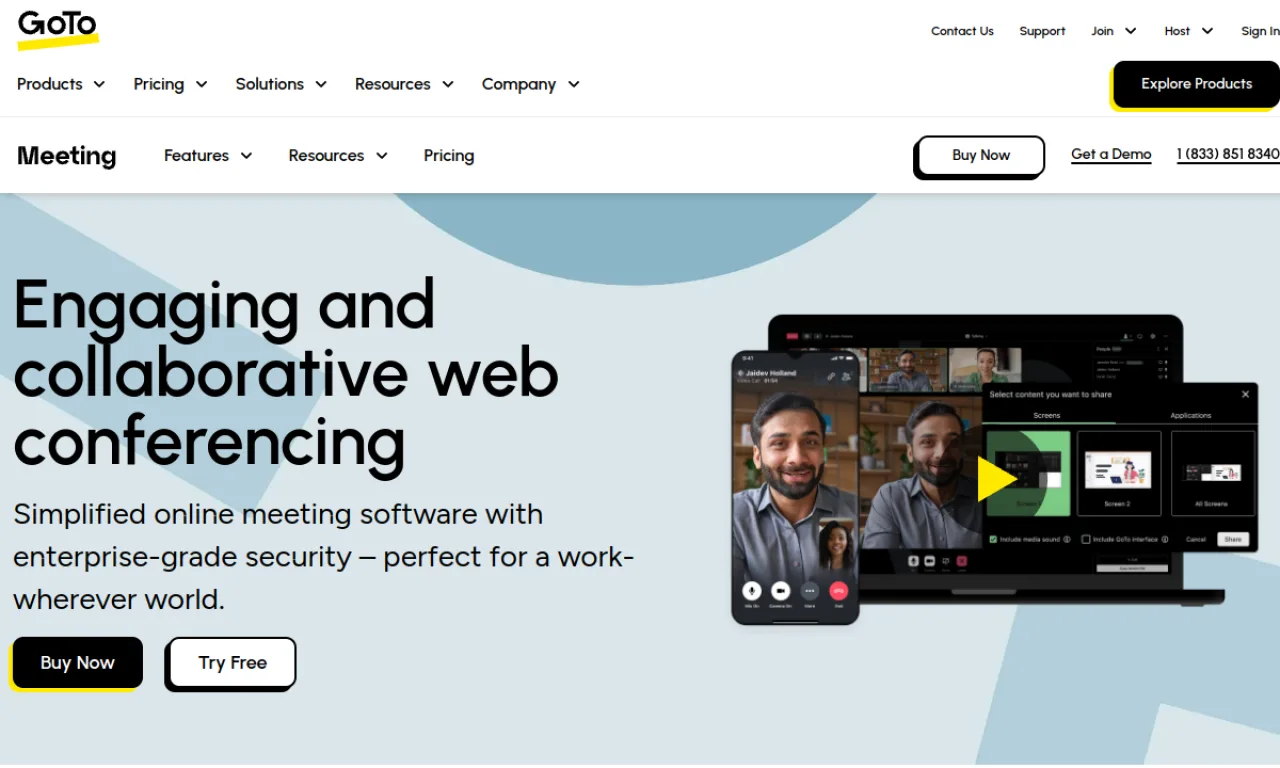 Screenshot of GoToWebinar website