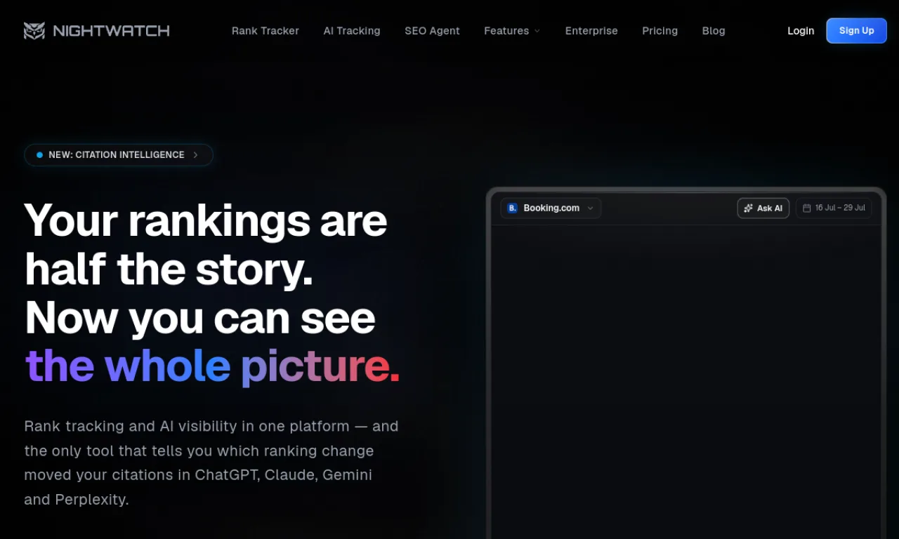 Screenshot of Nightwatch GEO website
