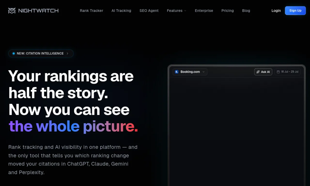Screenshot of Nightwatch GEO website