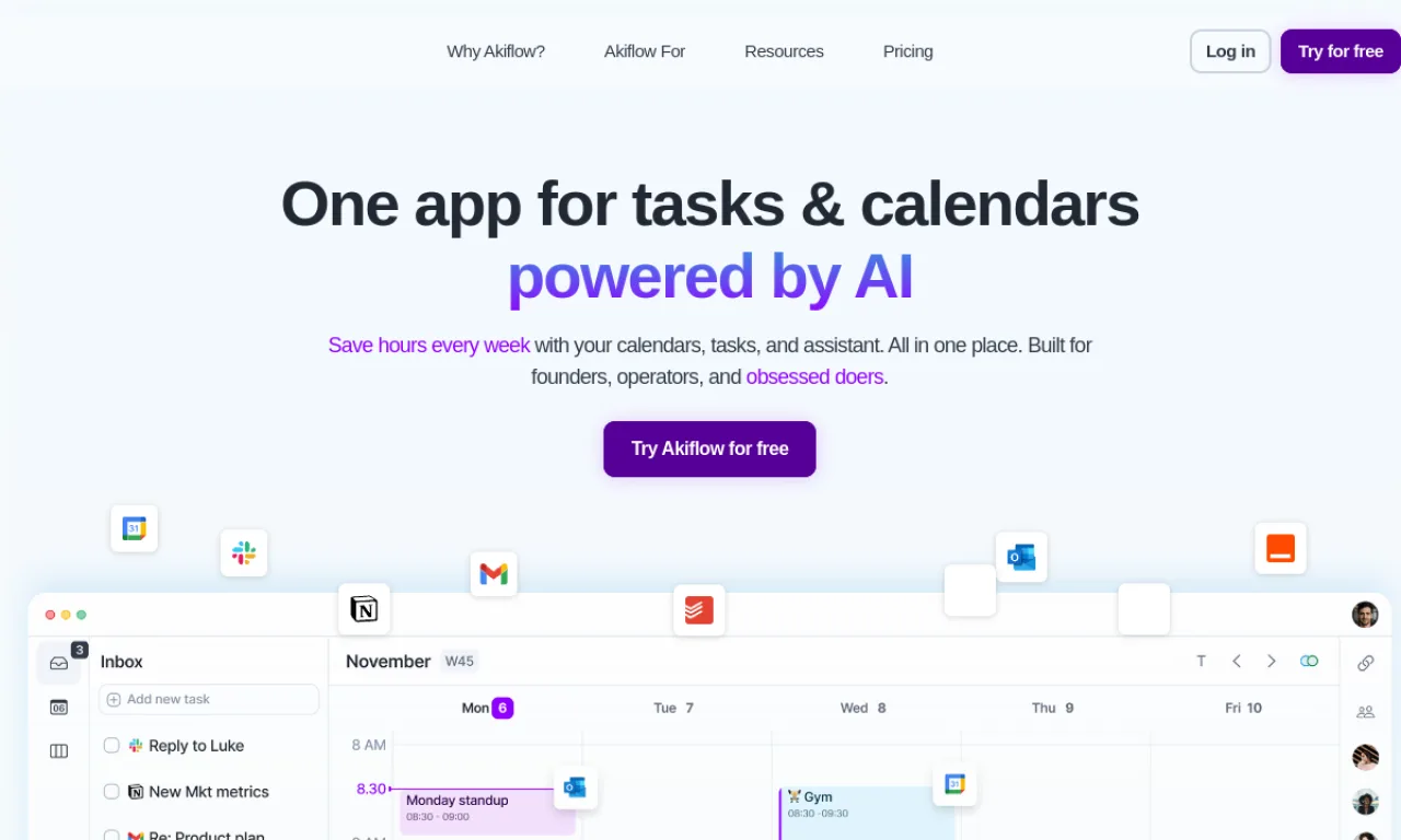 Screenshot of Akiflow website