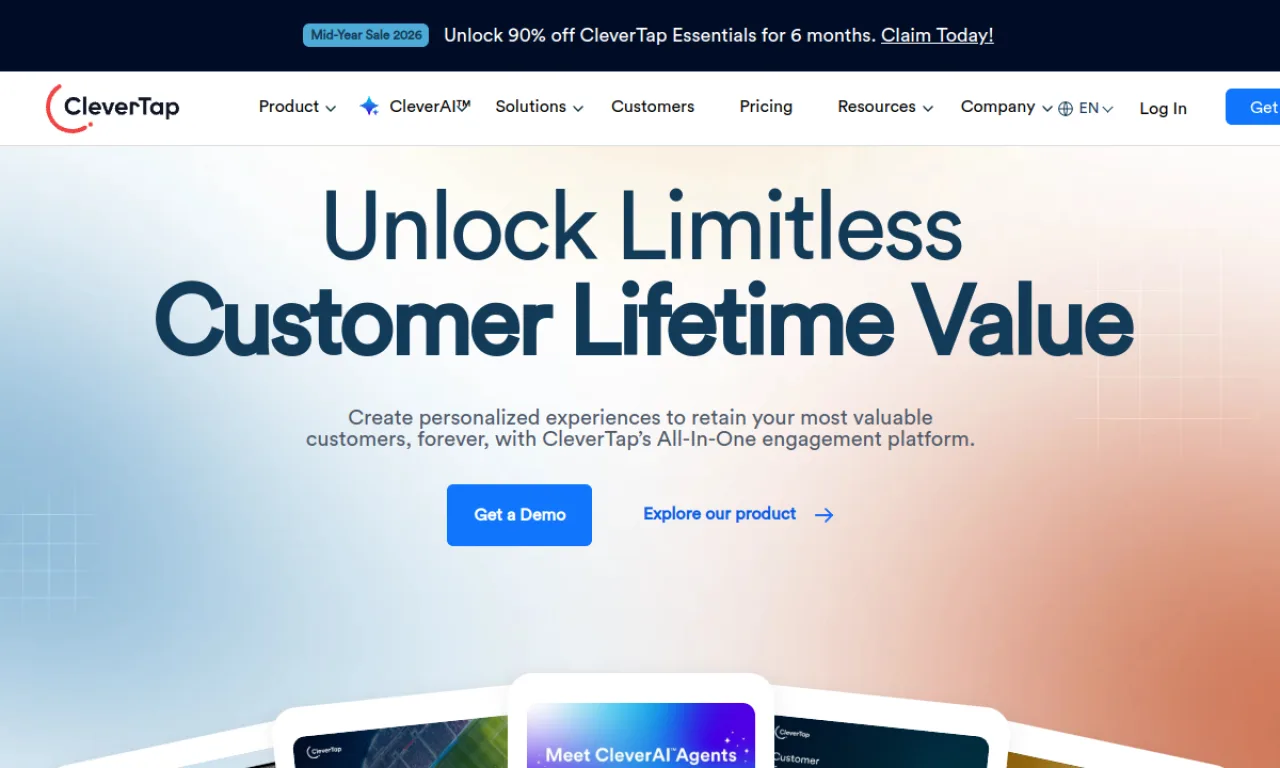 Screenshot of CleverTap website