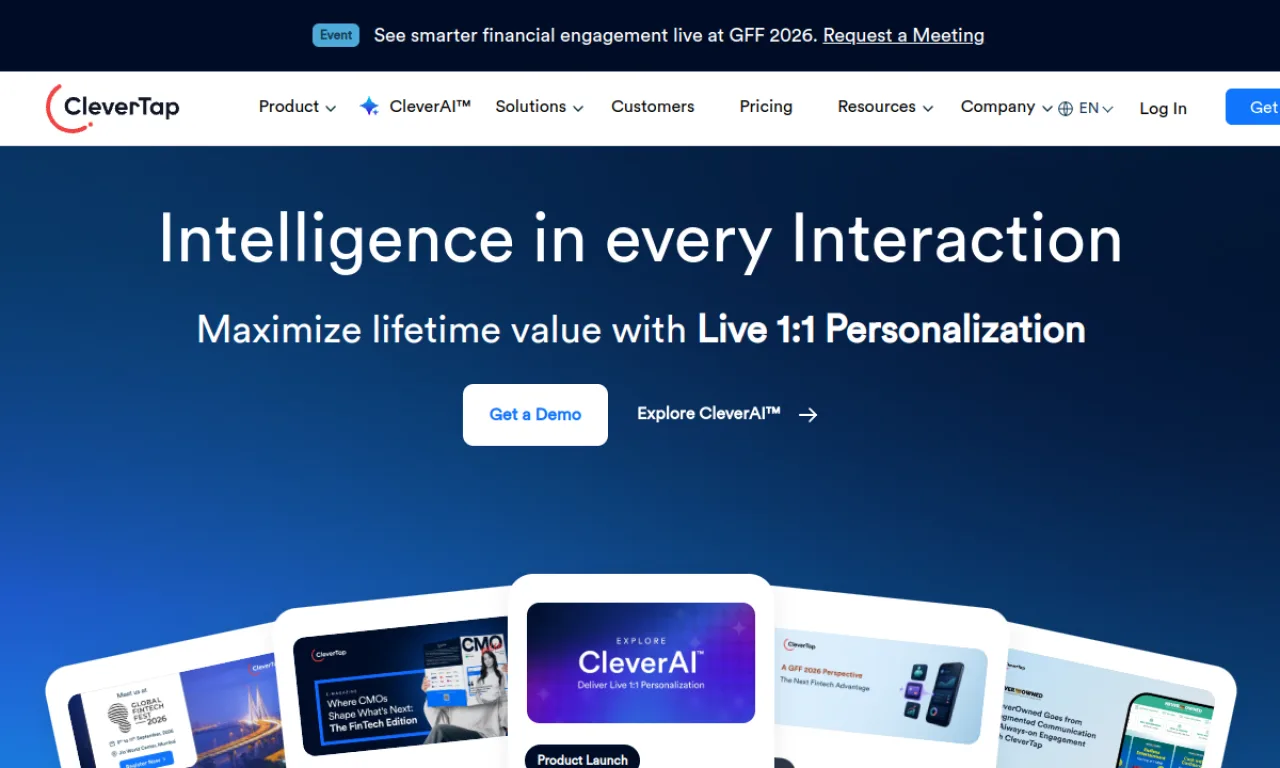 Screenshot of CleverTap website