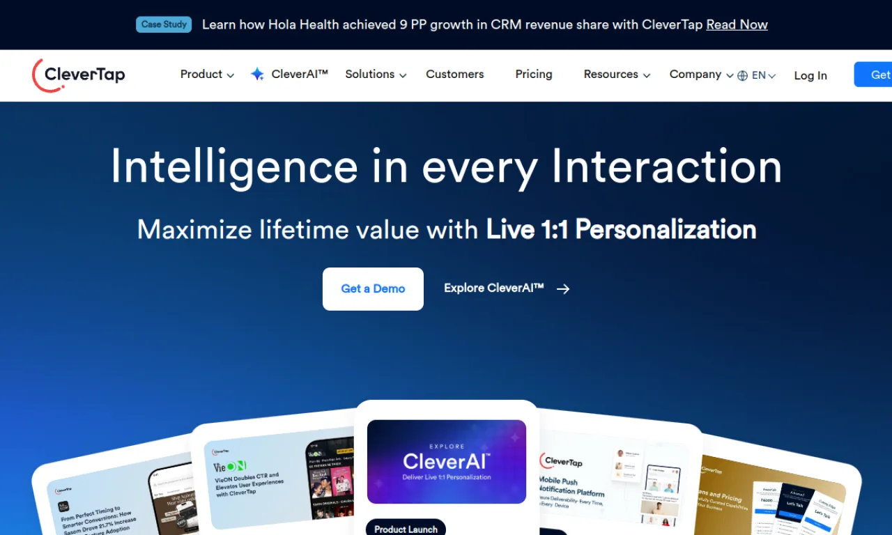 Screenshot of CleverTap website