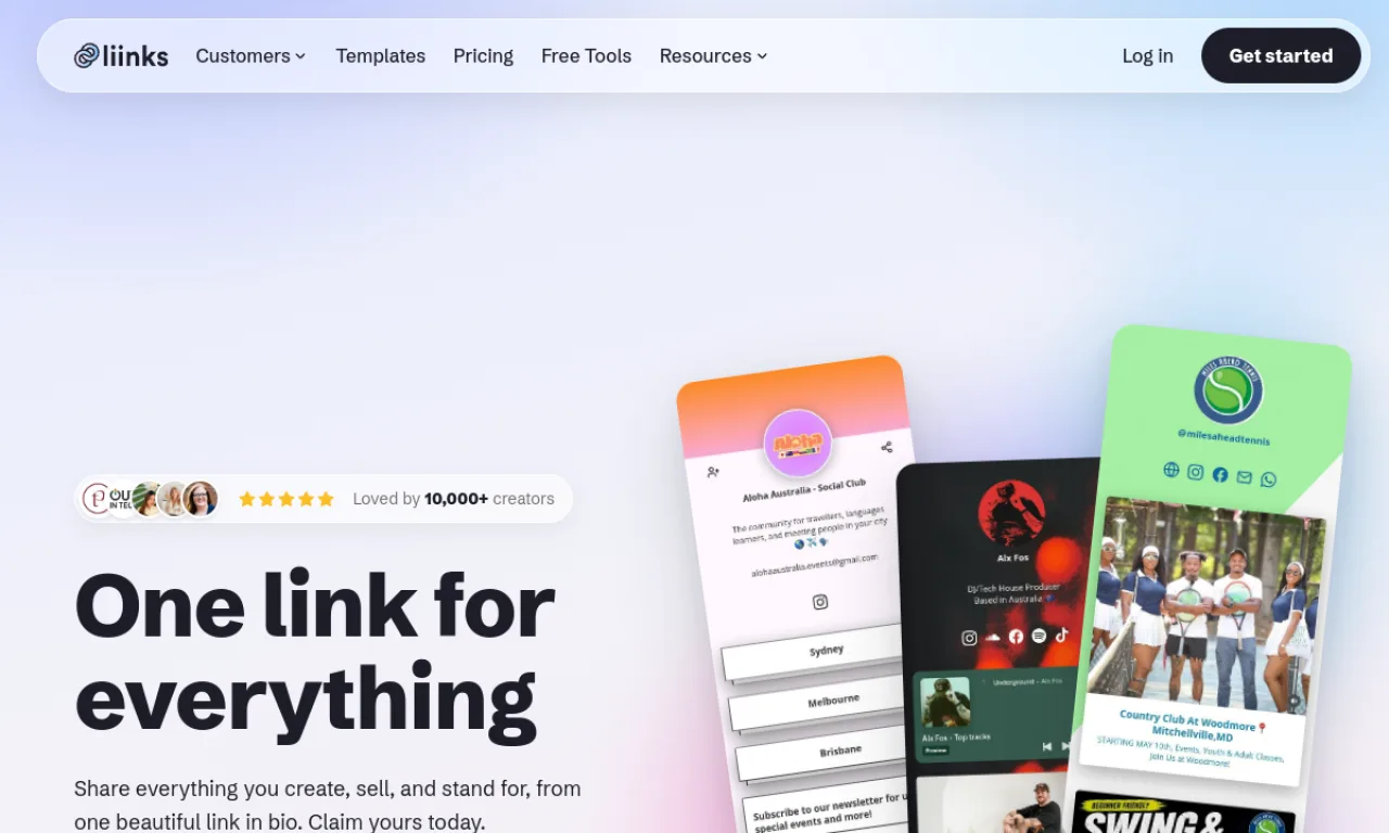 Screenshot of Liinks website