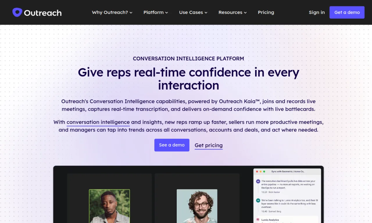 Screenshot of Outreach Kaia website