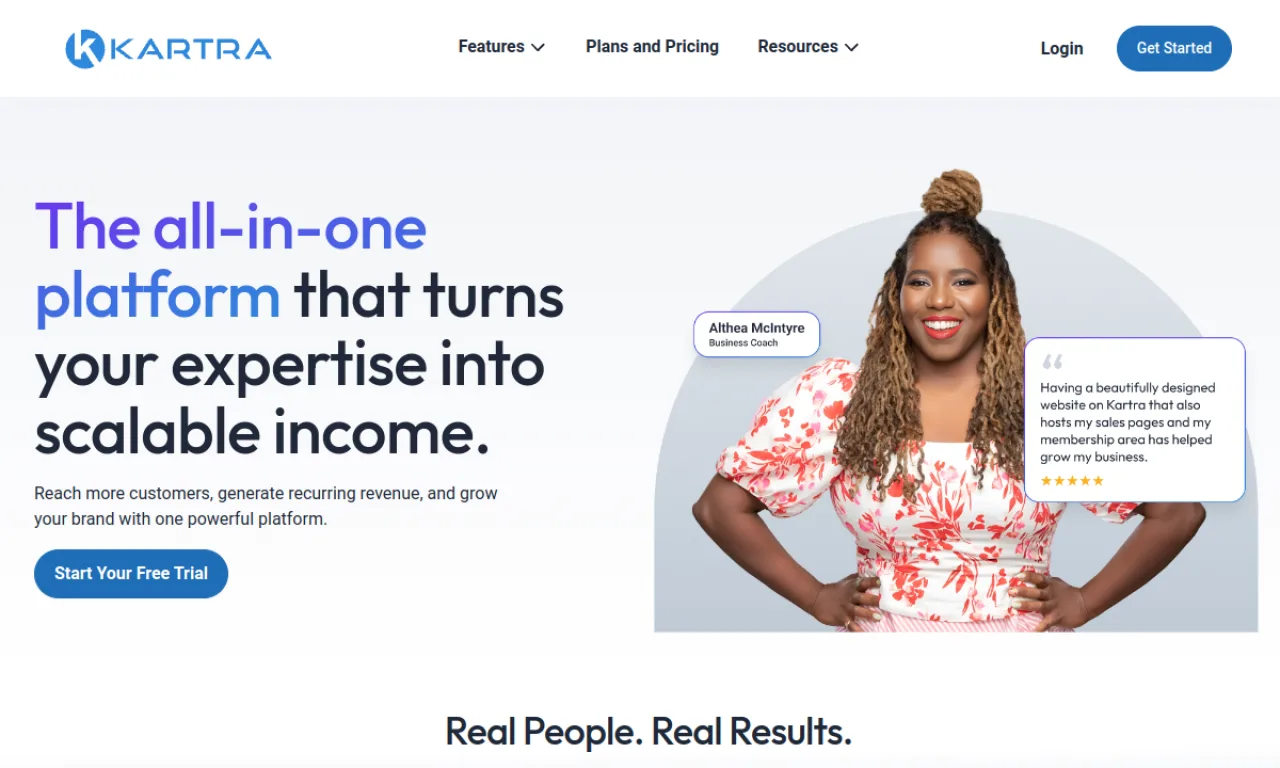 Screenshot of Kartra website