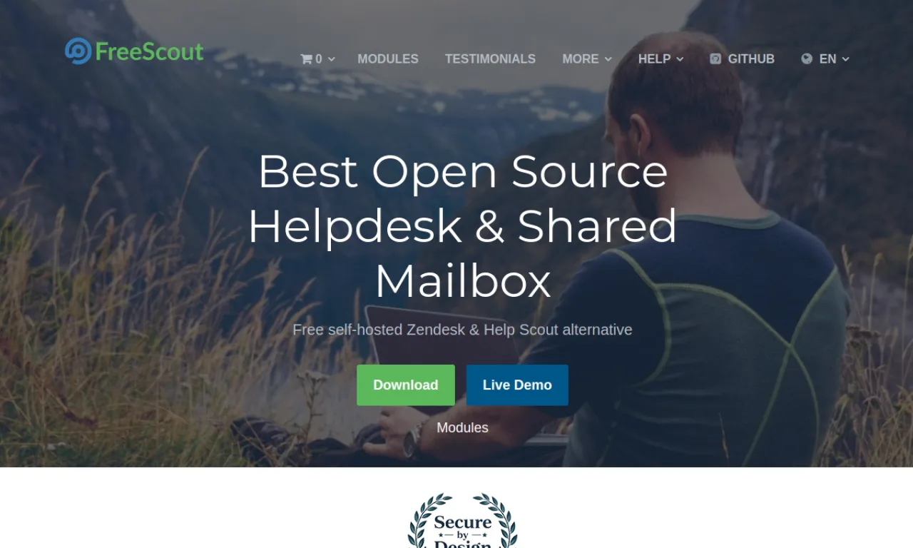 Screenshot of Helpy / FreeScout website