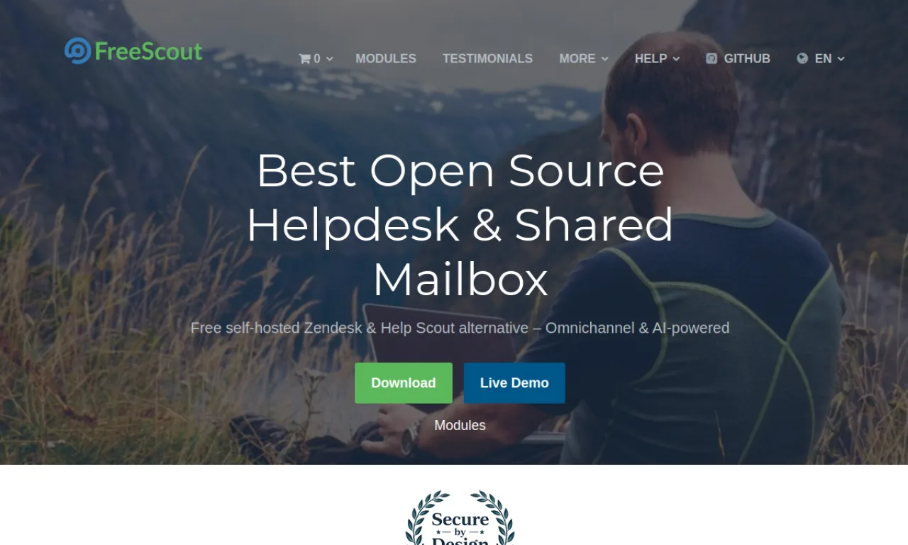 Screenshot of Helpy / FreeScout website