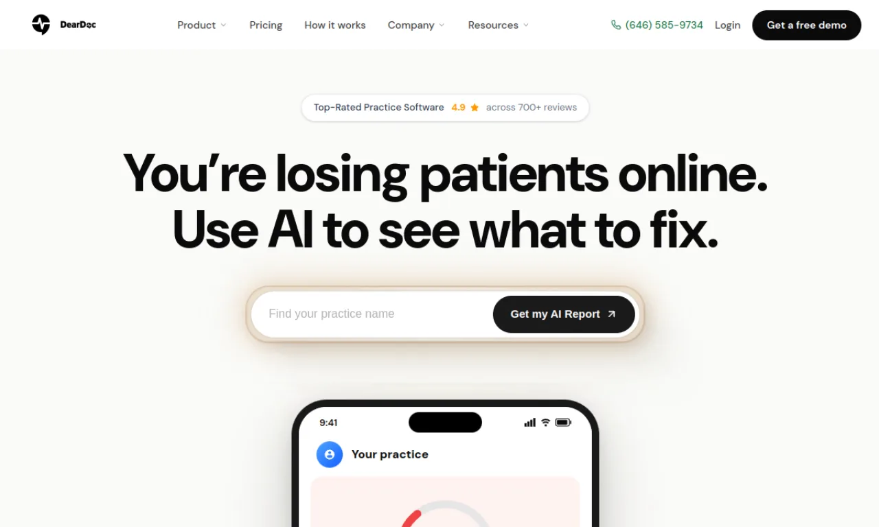 Screenshot of DearDoc website