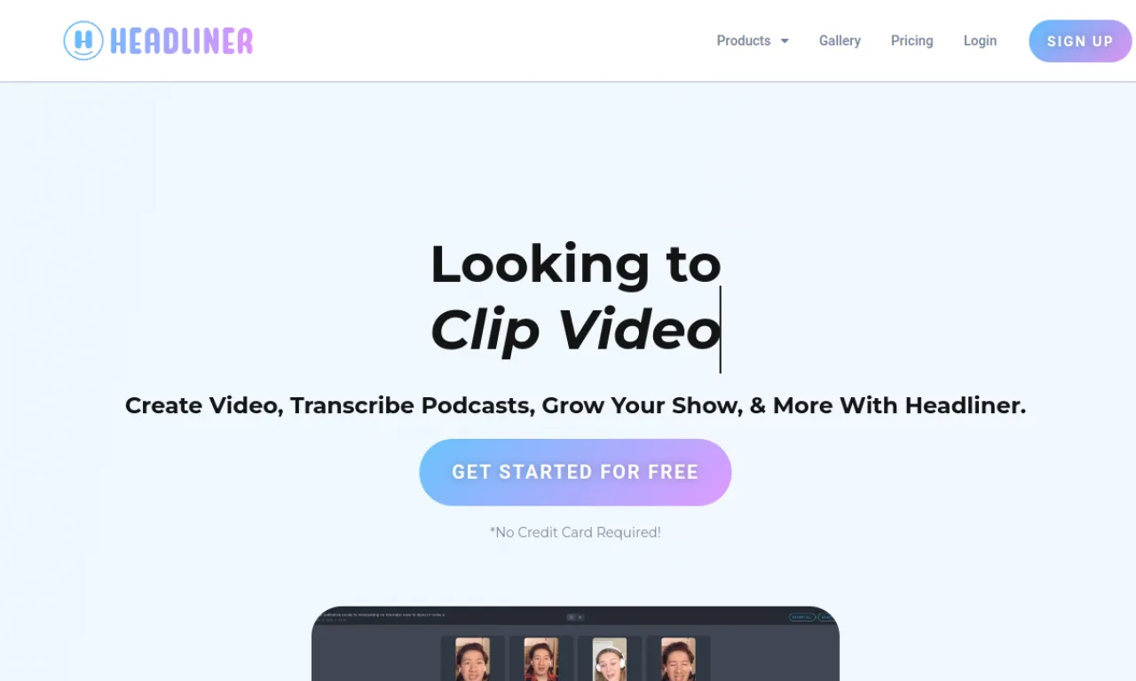 Screenshot of Headliner website