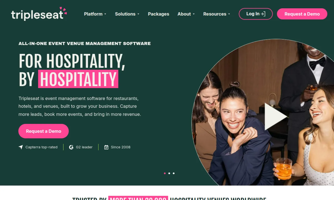 Screenshot of Tripleseat website