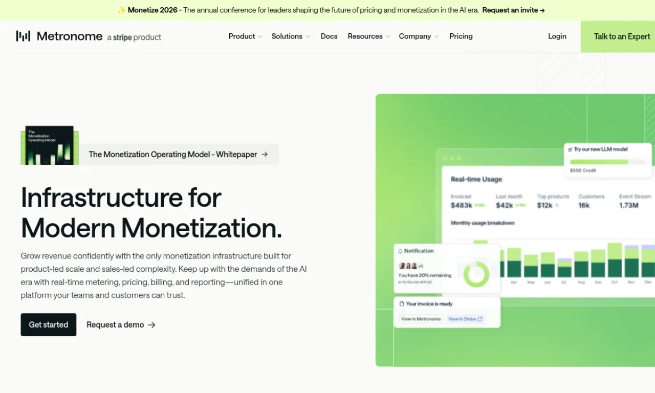 Screenshot of Metronome website