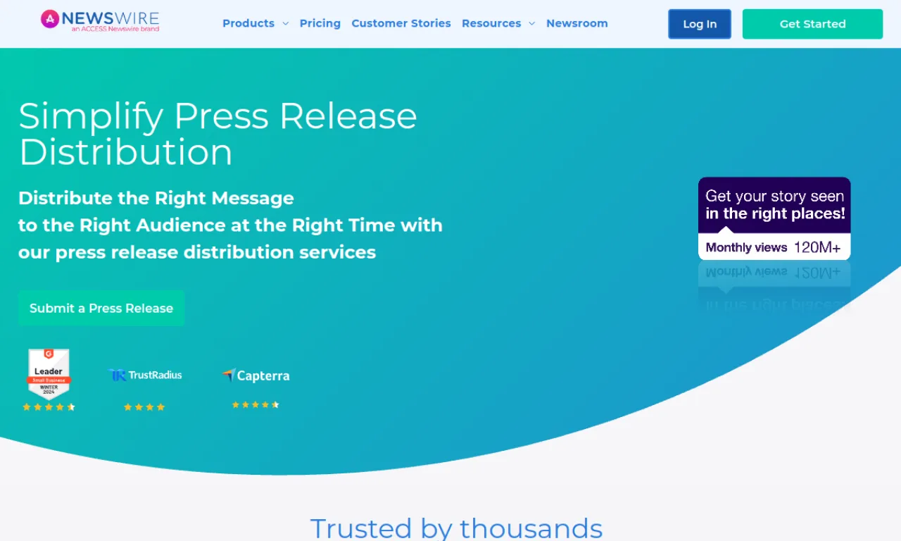 Screenshot of Newswire website