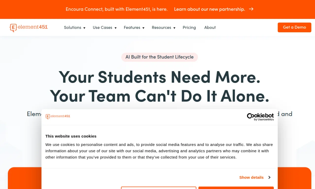 Screenshot of Element451 website