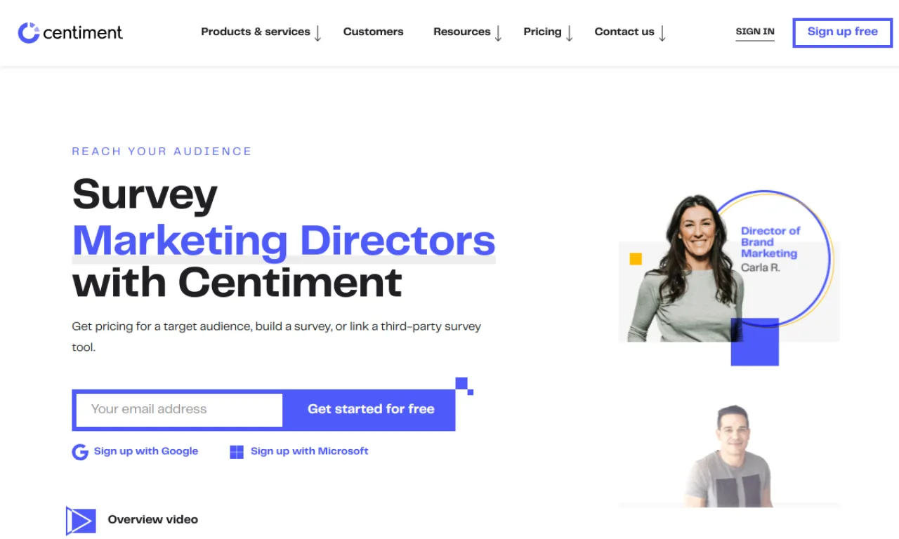 Screenshot of Centiment / SurveyMonkey Audience website