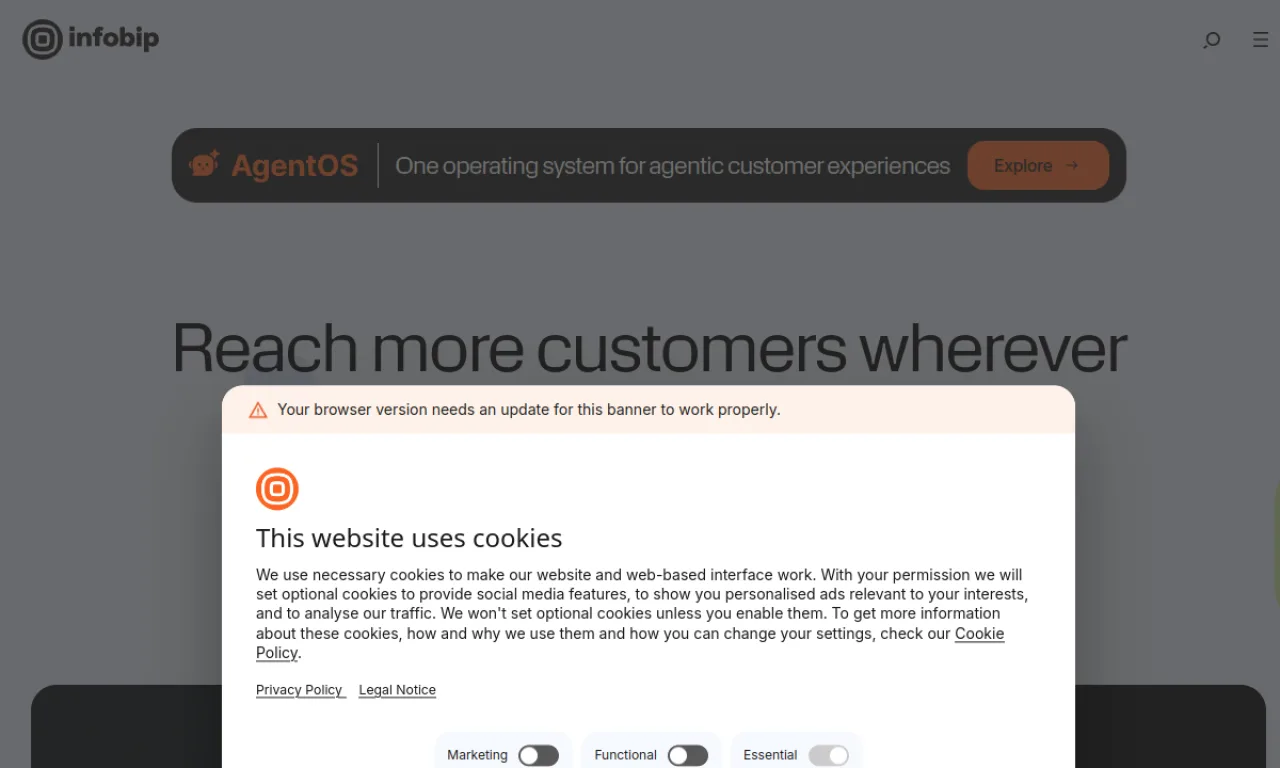 Screenshot of Infobip website