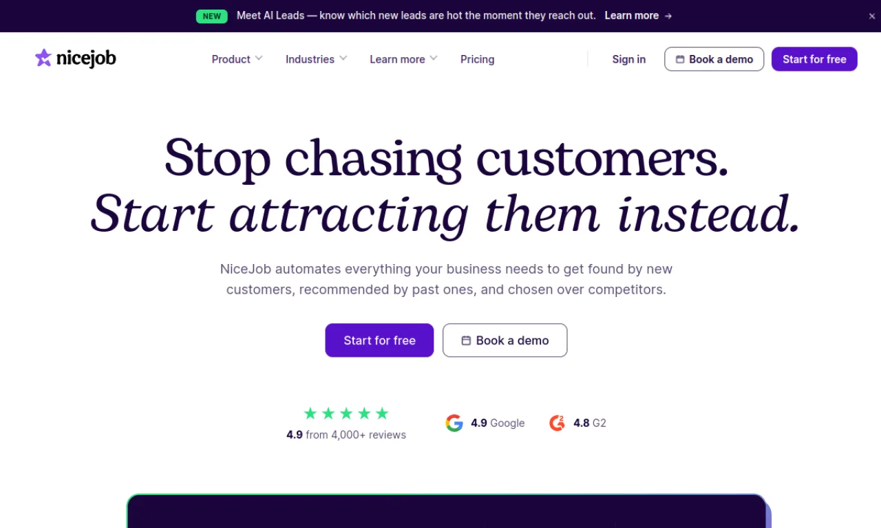 Screenshot of NiceJob website