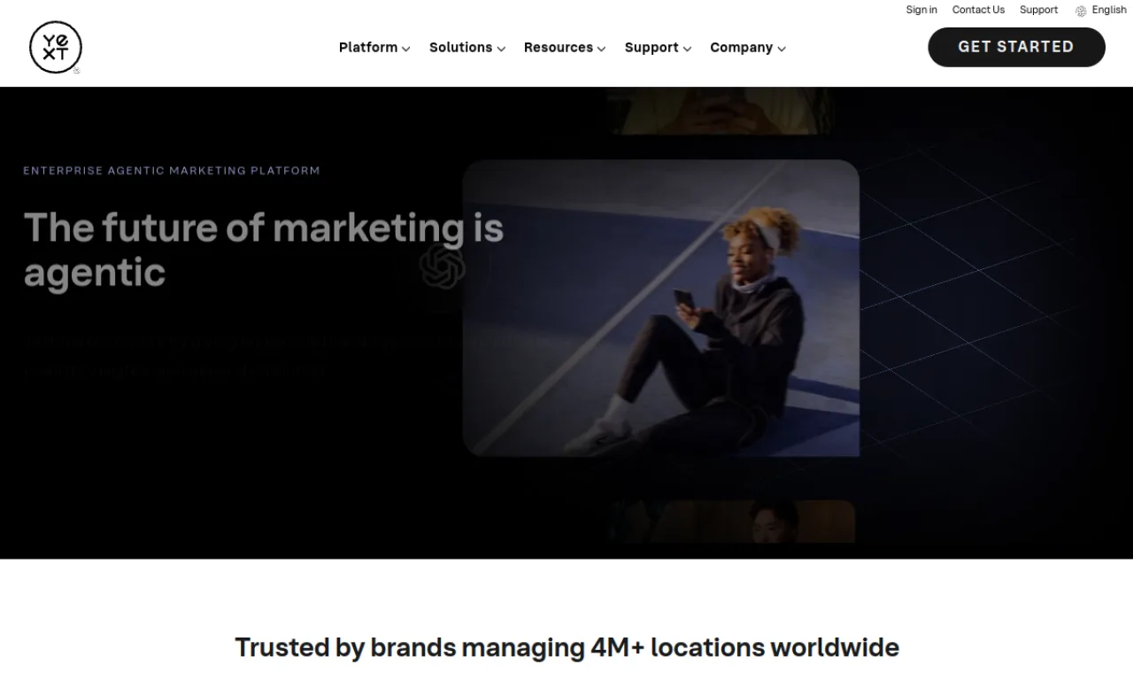Screenshot of Yext website
