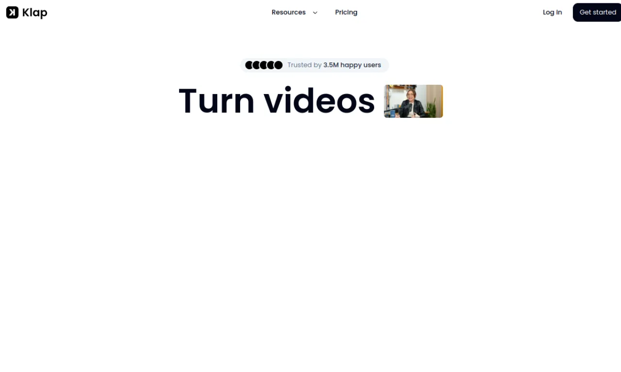 Screenshot of Klap website