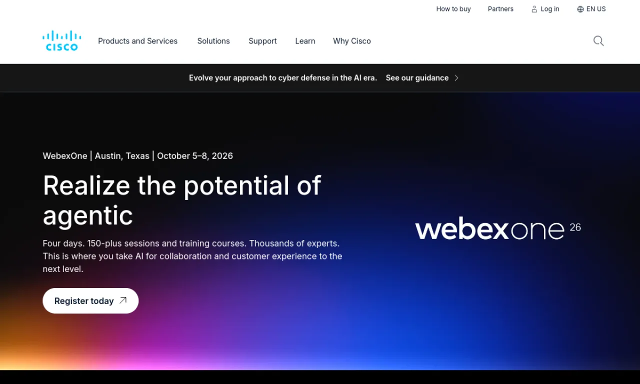 Screenshot of Webex website