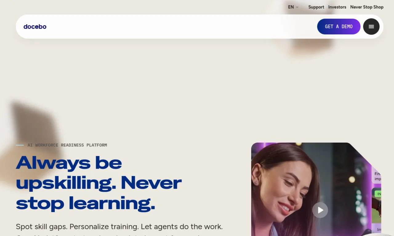 Screenshot of Docebo website