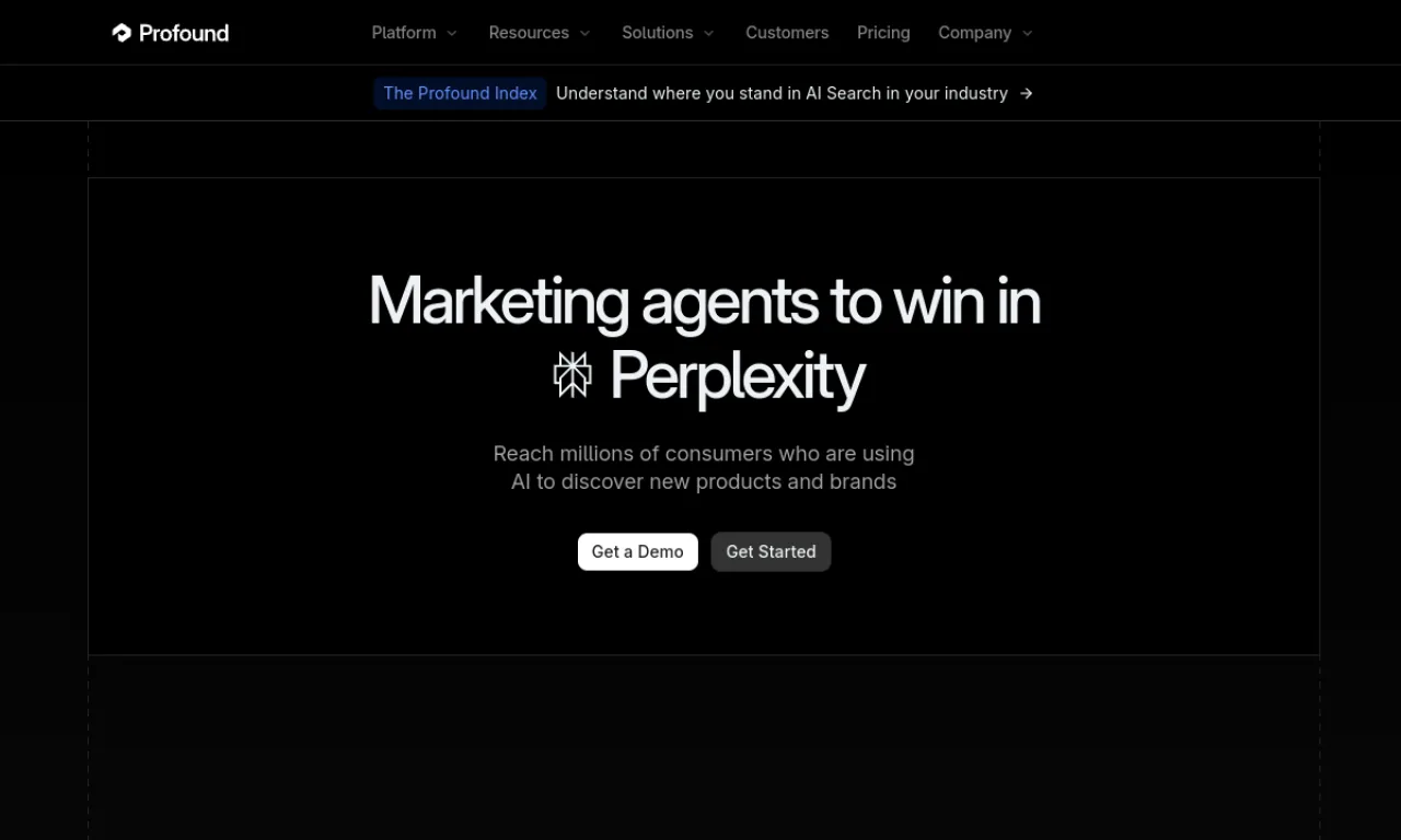 Screenshot of Profound website