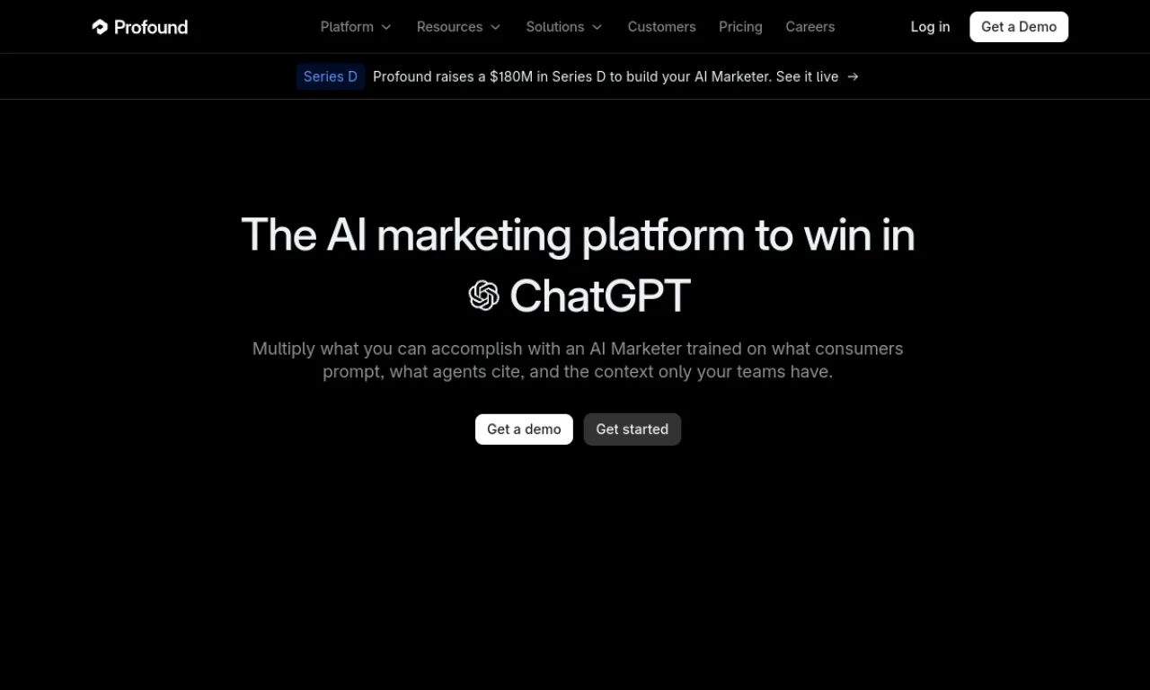 Screenshot of Profound website