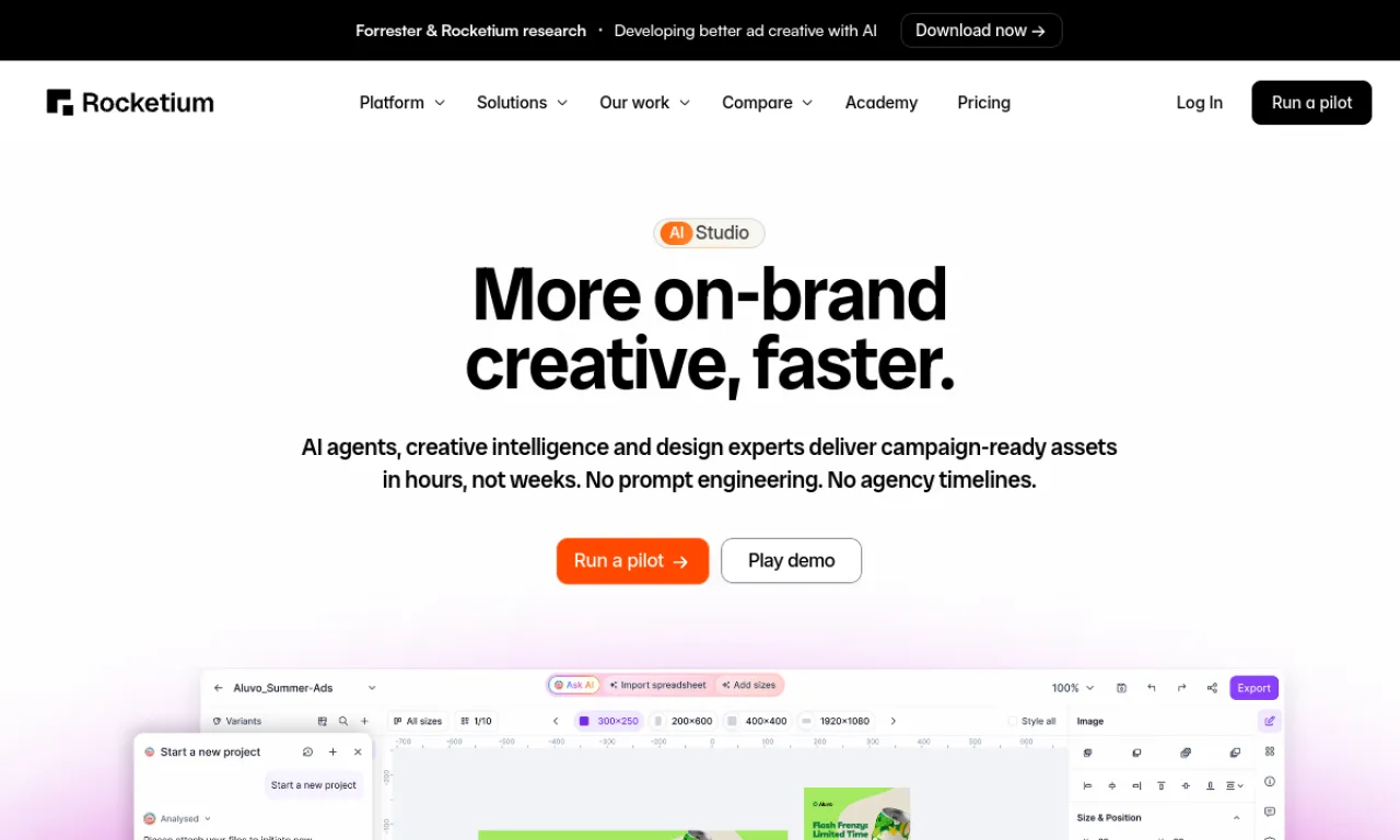 Screenshot of Rocketium website