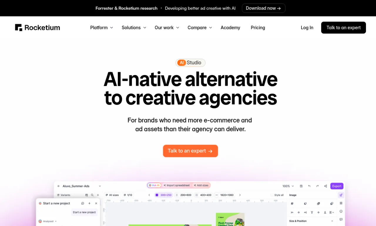 Screenshot of Rocketium website