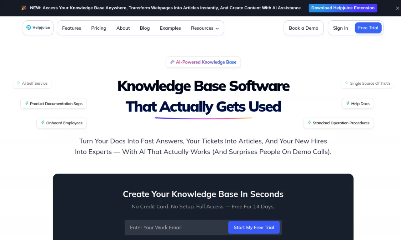 Screenshot of Helpjuice website