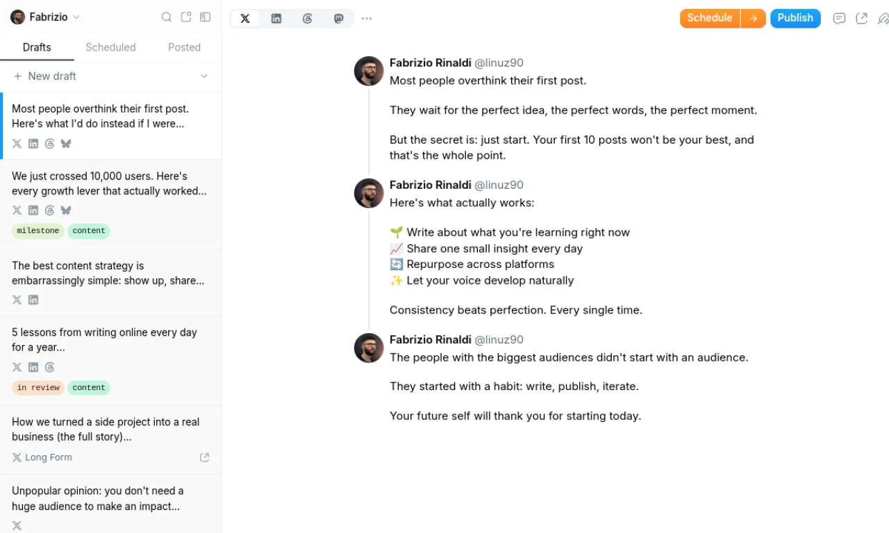 Screenshot of Typefully website