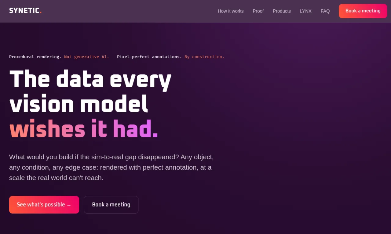 Screenshot of Synetic website