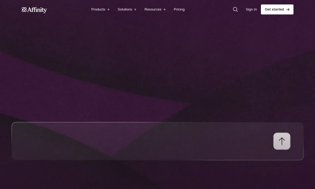Screenshot of Affinity website