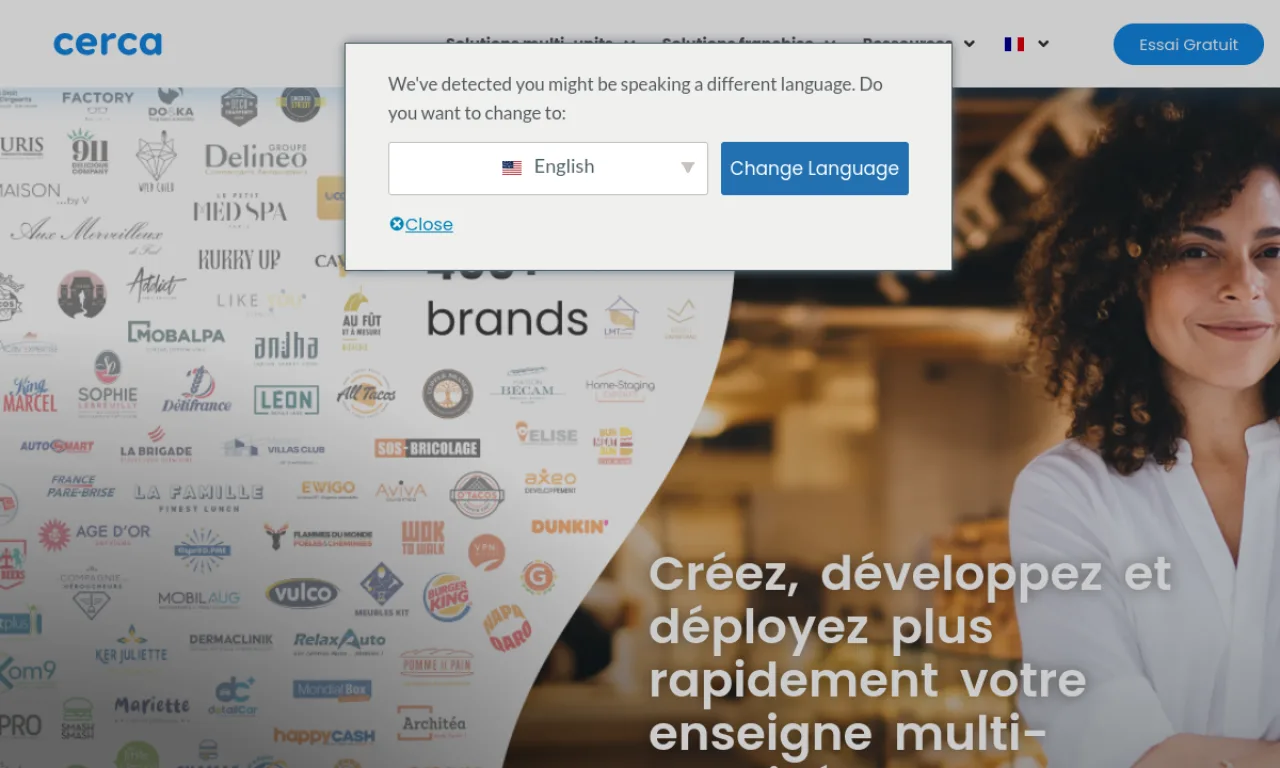 Screenshot of Cerca website