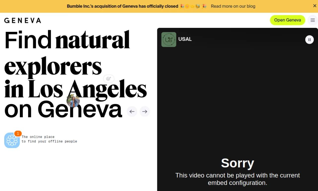 Screenshot of Geneva website