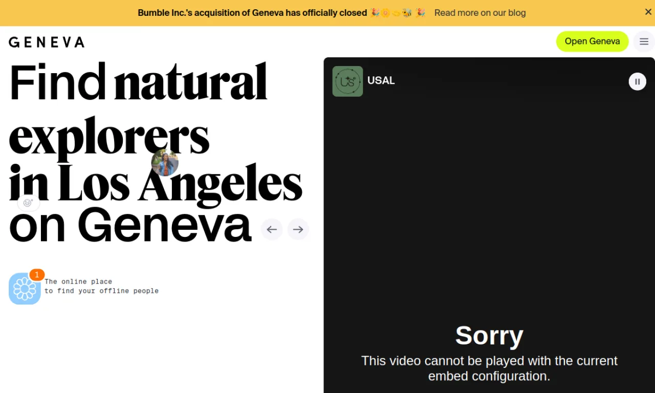 Screenshot of Geneva website