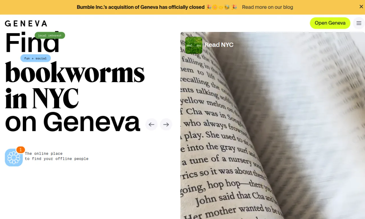 Screenshot of Geneva website