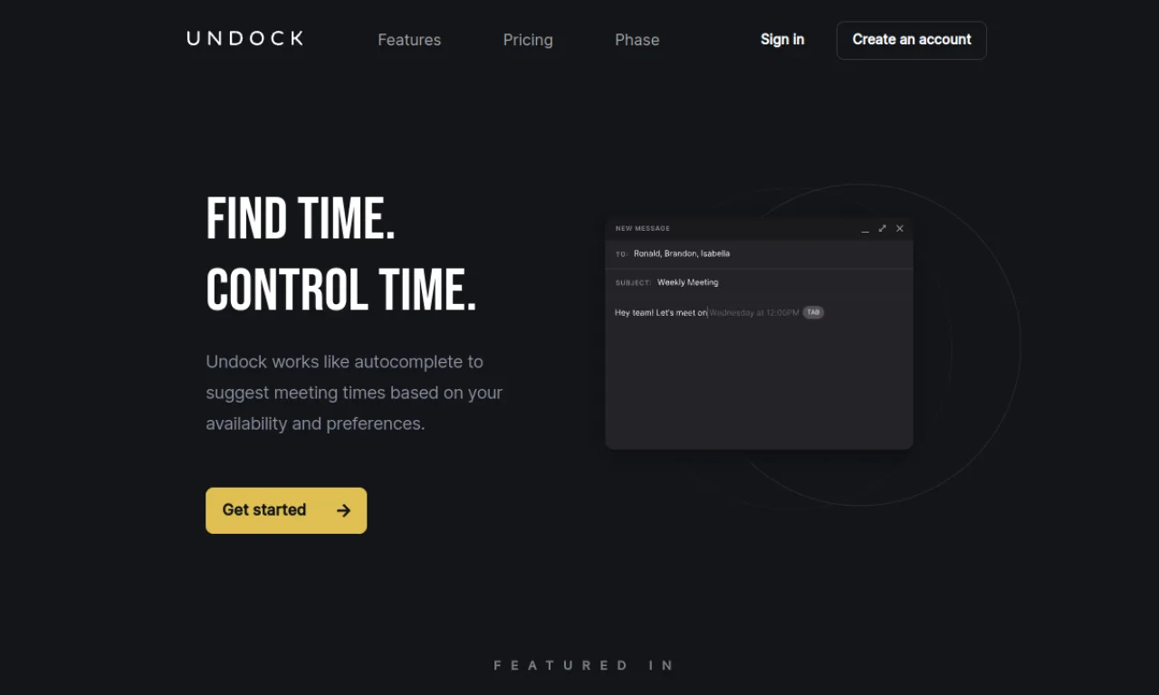 Screenshot of Undock website