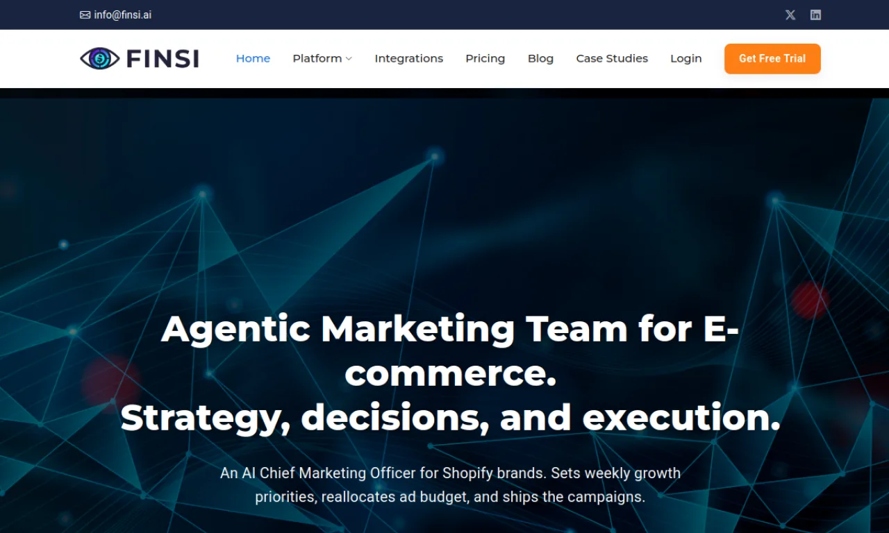 Screenshot of Finsi website