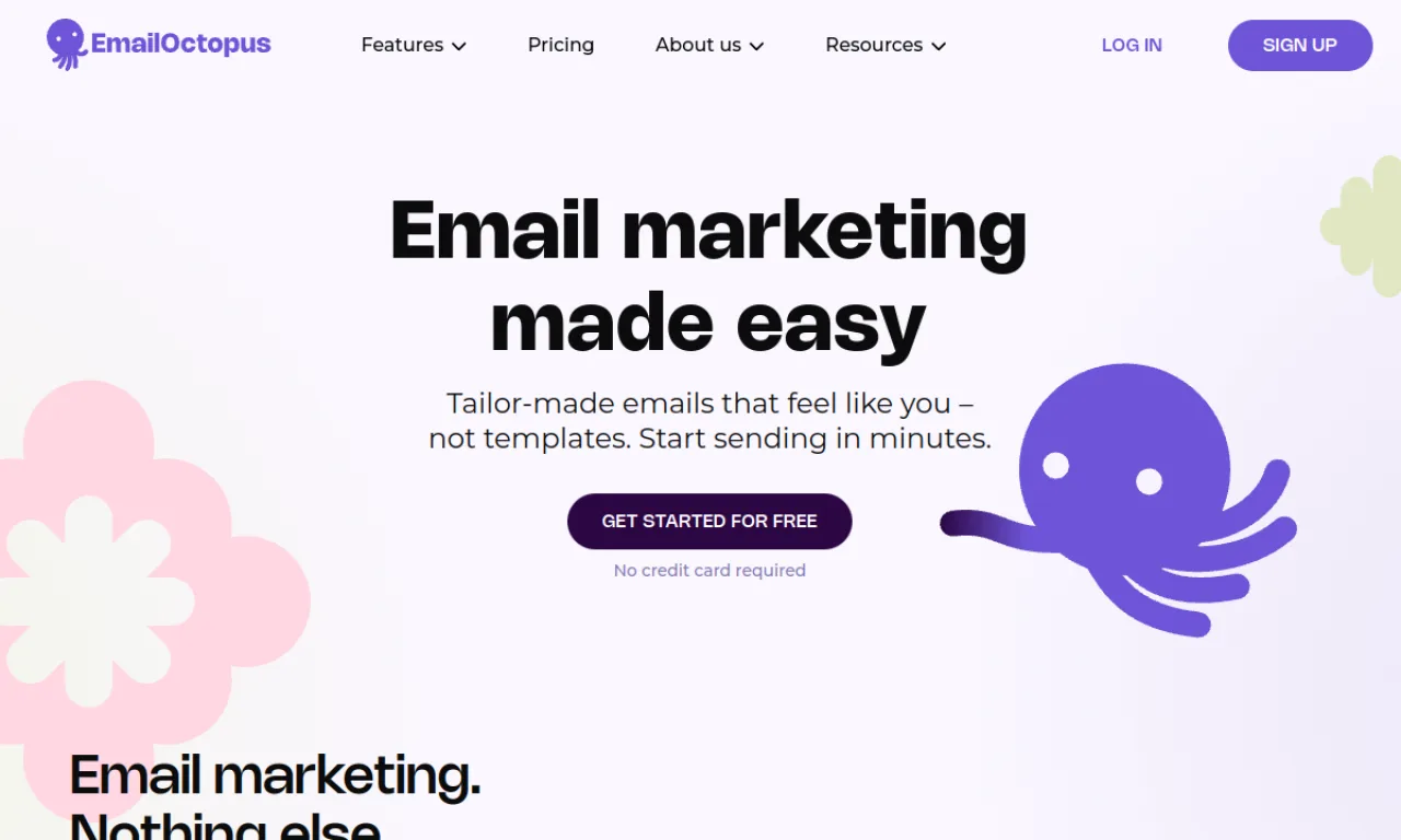 Screenshot of EmailOctopus website