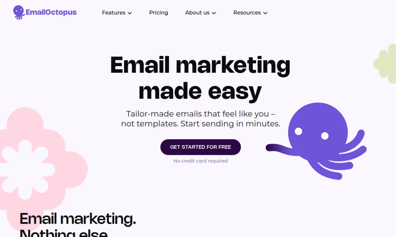 Screenshot of EmailOctopus website