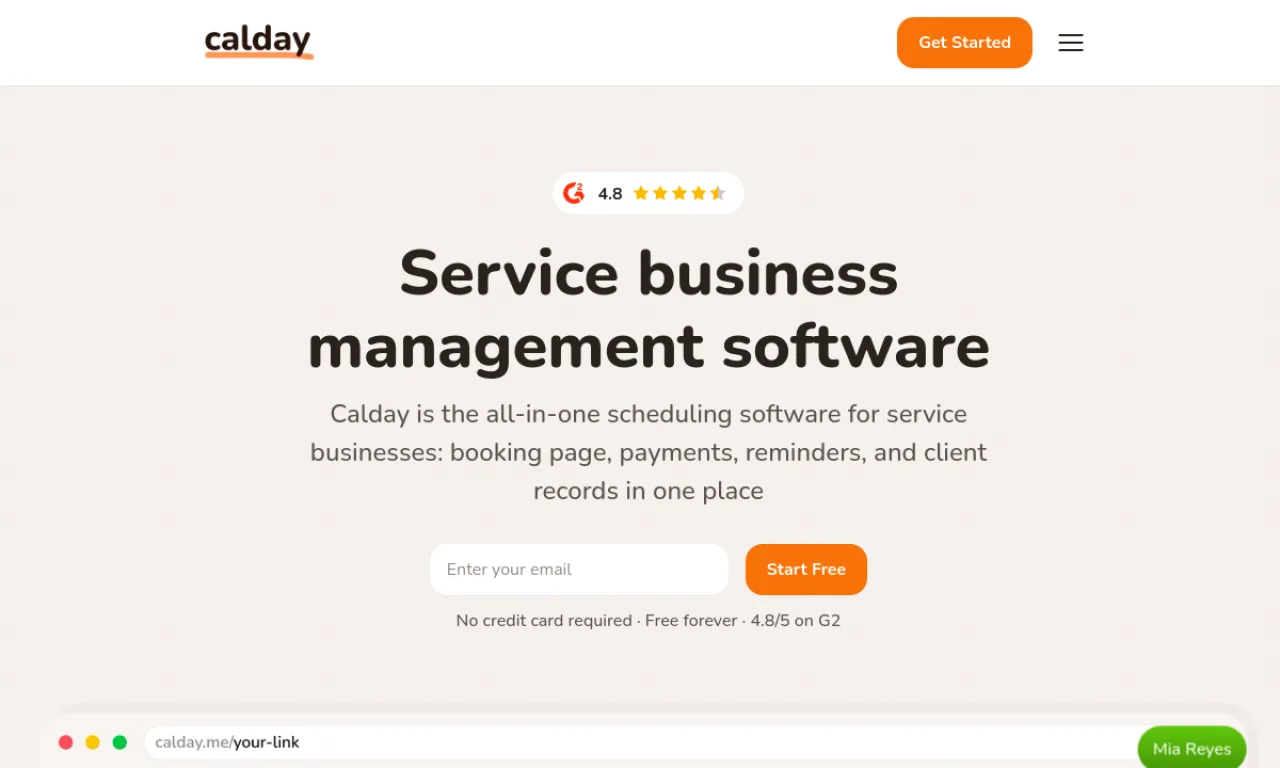Screenshot of Calday website
