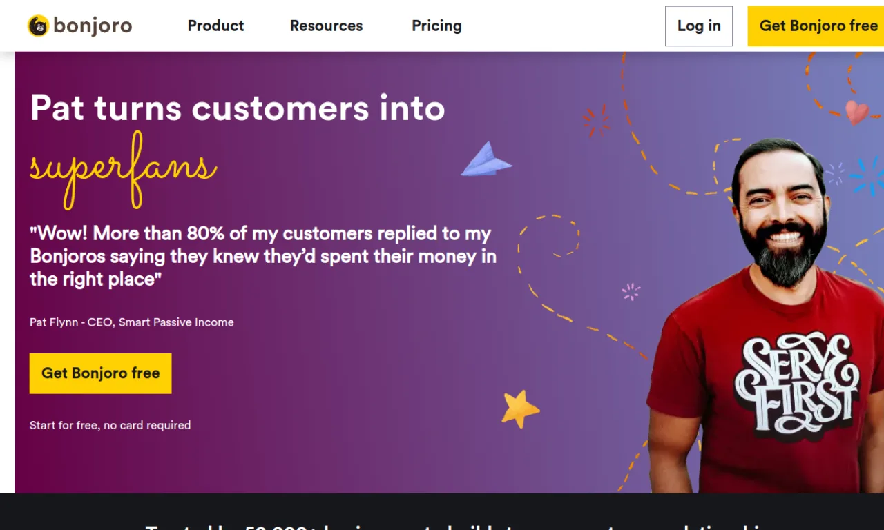 Screenshot of Bonjoro website