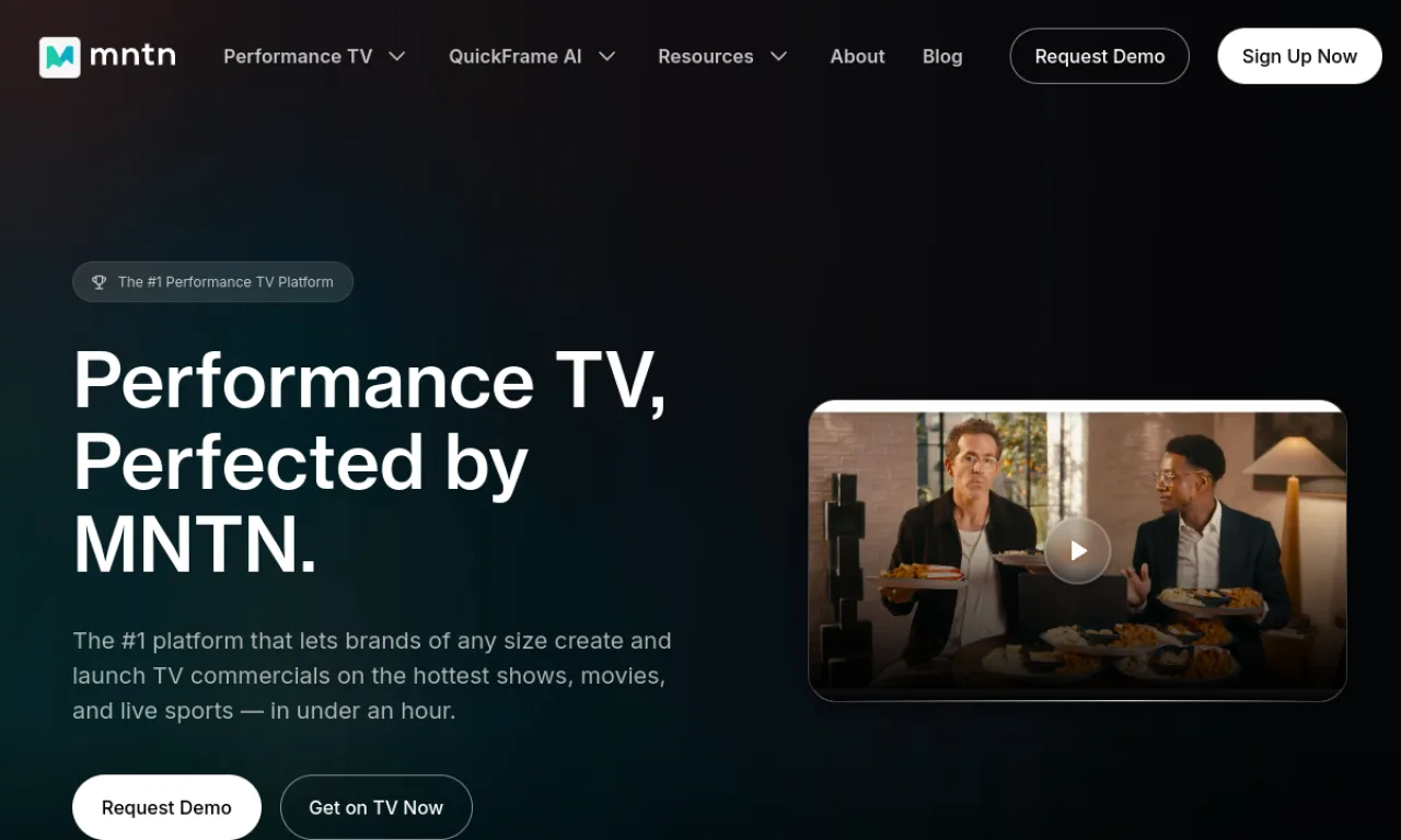 Screenshot of Mountain (MNTN) website