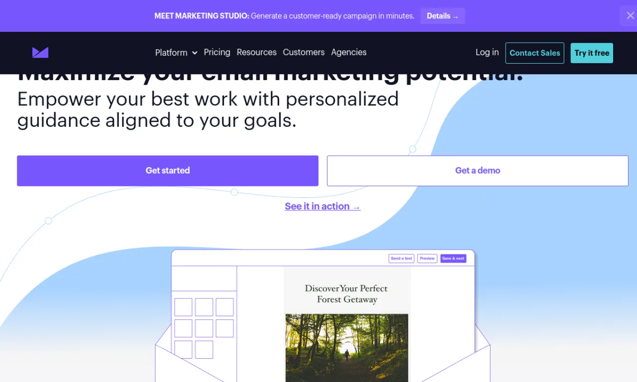 Screenshot of Campaign Monitor (Marigold) website
