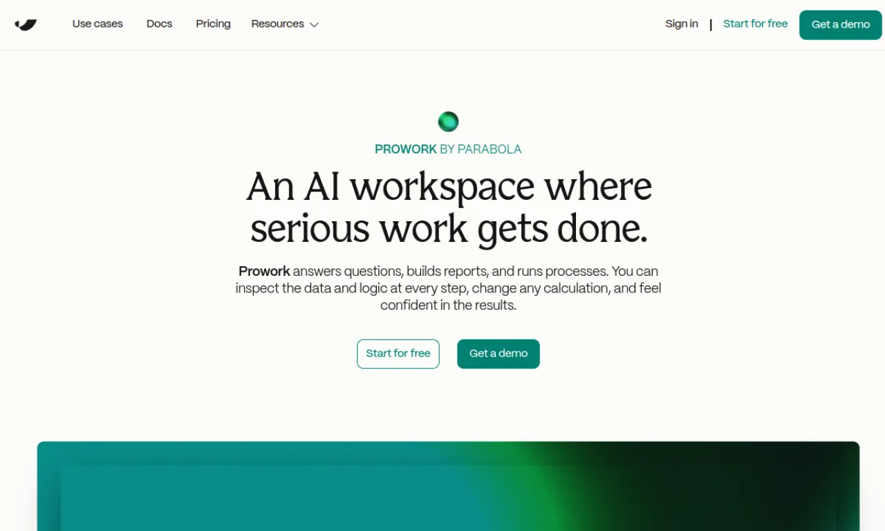 Screenshot of Parabola website
